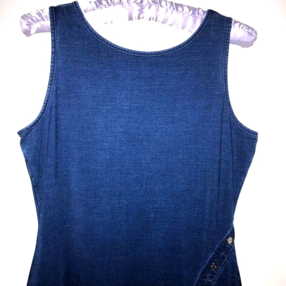 NWOT WHBM DENIM SLEEVELESS MIDI with SIDE SNAP KICK PLEAT SIZE XSP - Picture 6 of 14